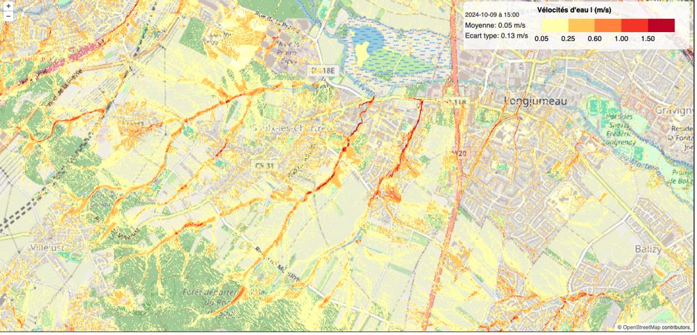 Simulated water velocity map